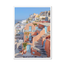 Load image into Gallery viewer, Pink House Oia Framed Print
