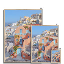 Load image into Gallery viewer, Pink House Oia Framed Print
