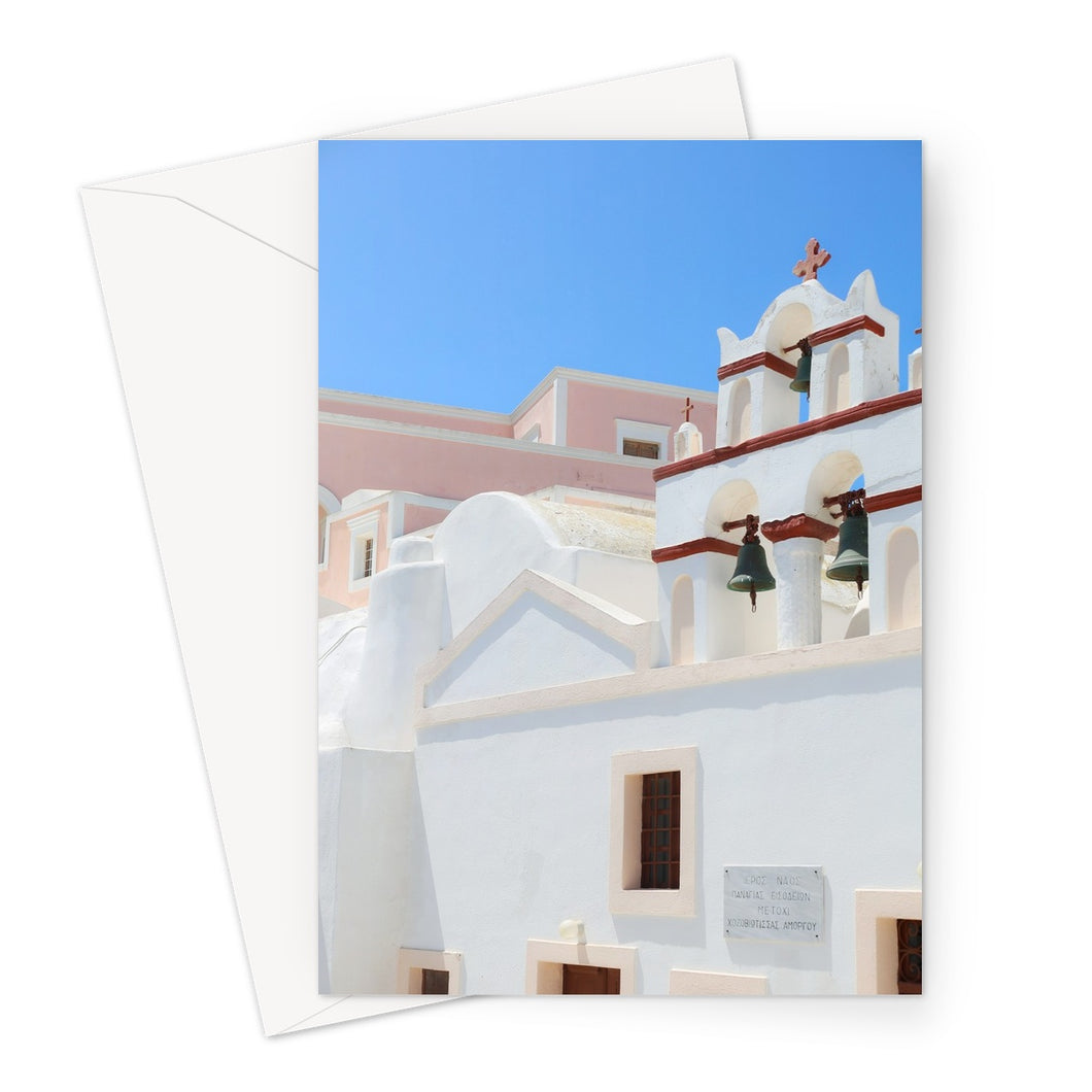 Church Bells Santorini Greeting Card