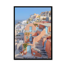 Load image into Gallery viewer, Pink House Oia Framed Print
