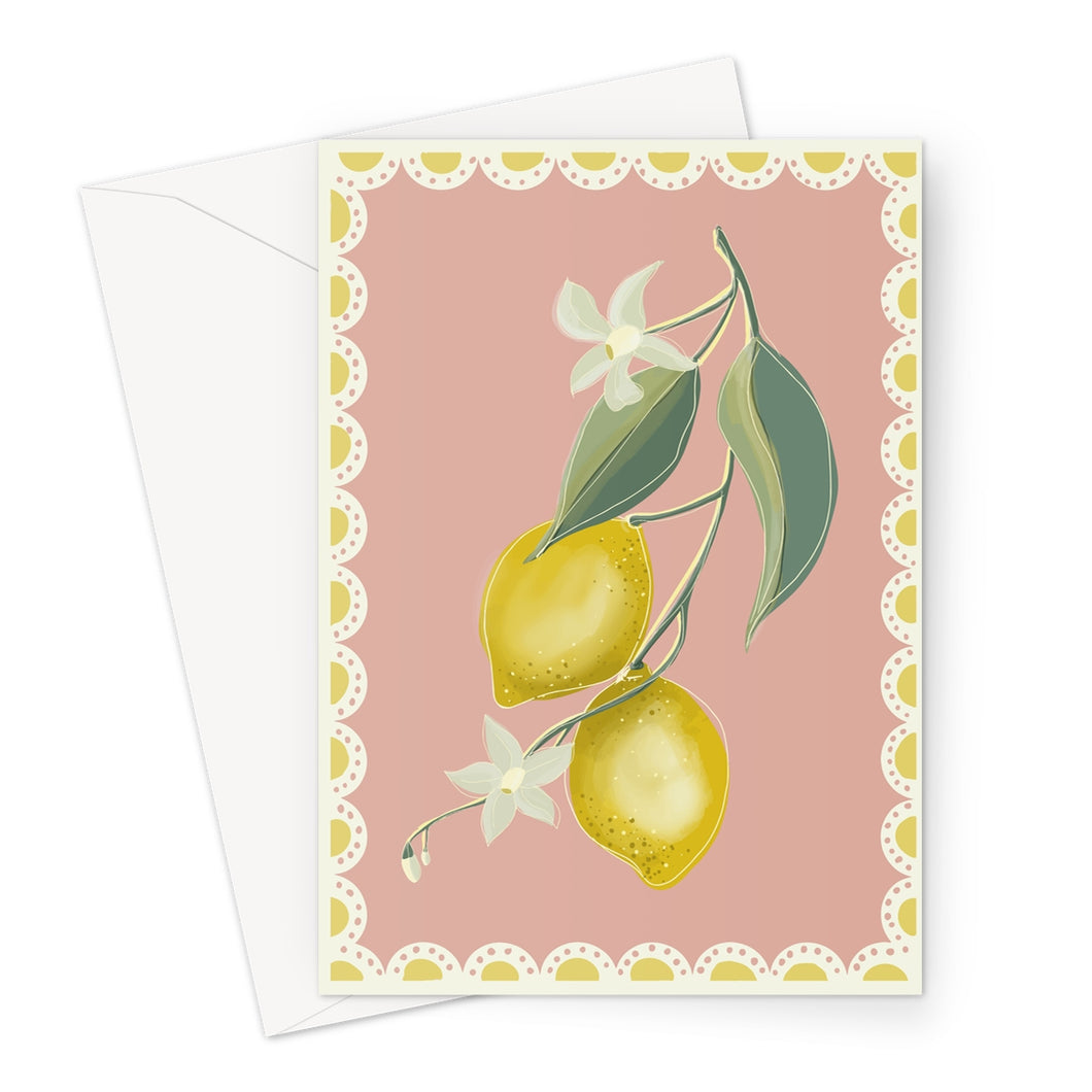 Pink Lemons Greeting Card