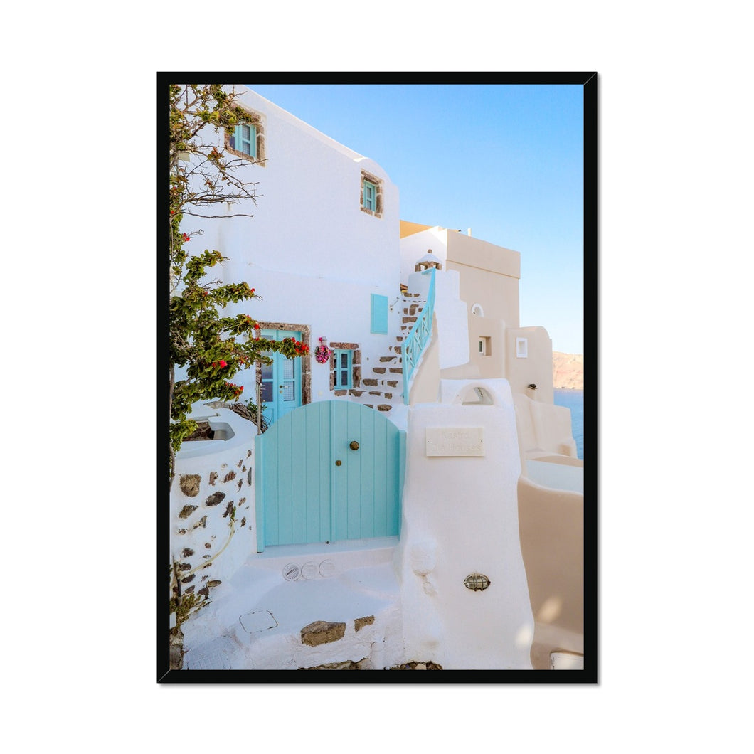 Blue Gate Santorini Framed Print