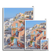 Load image into Gallery viewer, Pink House Oia Framed Print
