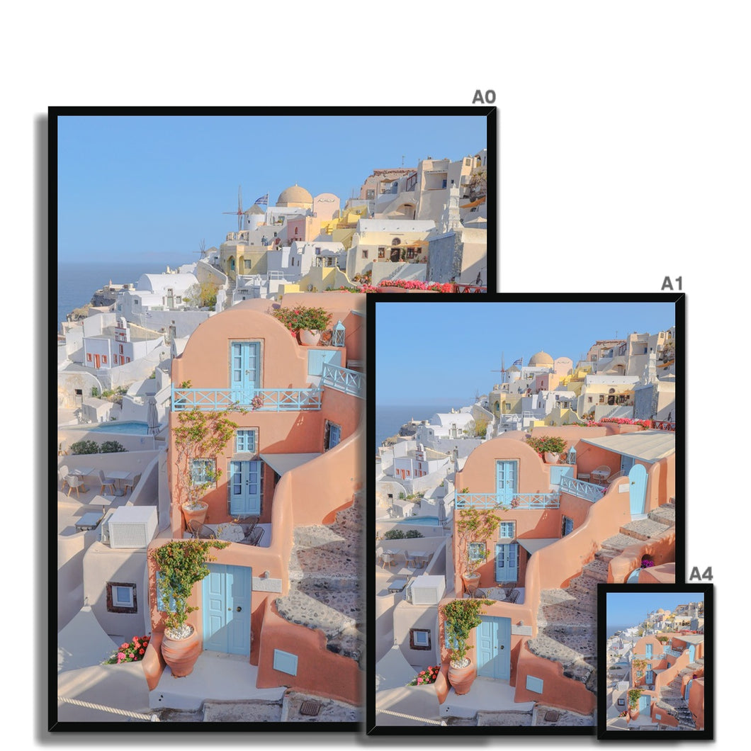 Pink House Oia Framed Print