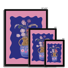 Load image into Gallery viewer, Face Vase - cobalt blue Framed Print
